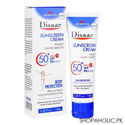 Disaar Arbutin Carrot Seed Oil Sunscreen Cream SPF50+, 100g